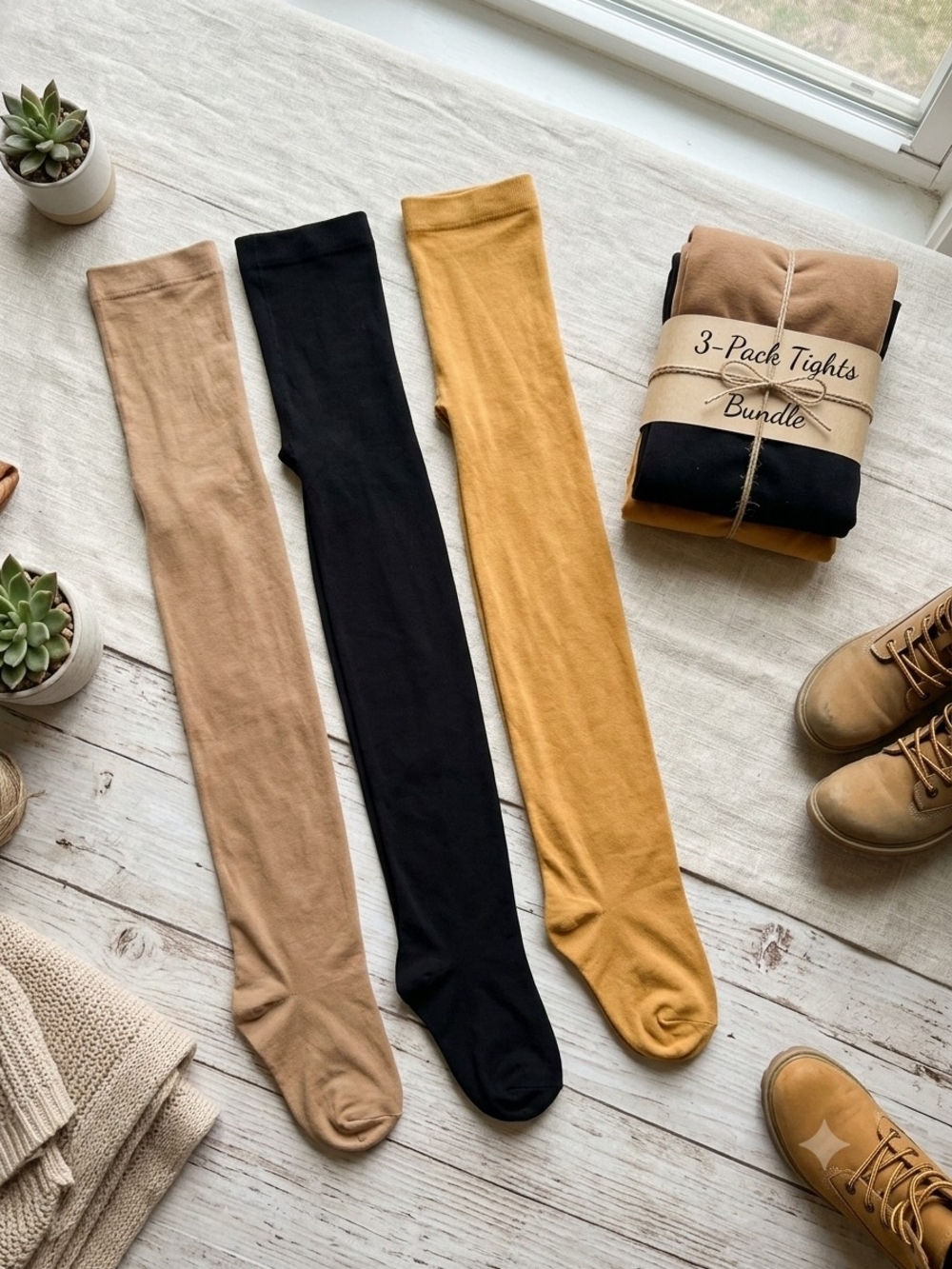 3-Pack Snag Tights Bundle Autumn Colors Size Short F